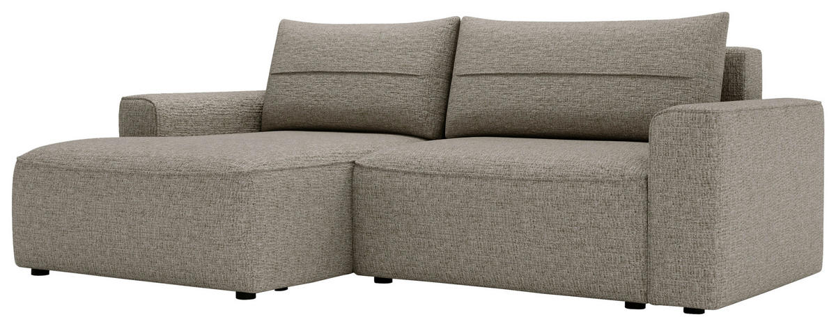 ECKSOFA in Chenille Taupe  - Taupe/Schwarz, Design, Kunststoff/Textil (144/233cm) - Livetastic