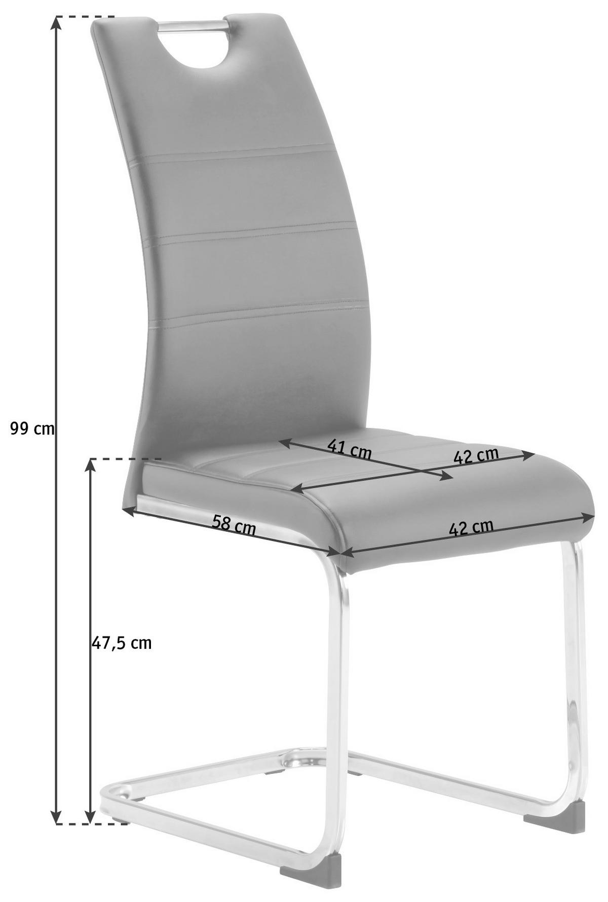 SCHWINGSTUHL  in Stahl Lederlook  - Taupe/Chromfarben, Design, Textil/Metall (42/99/56cm) - P & B