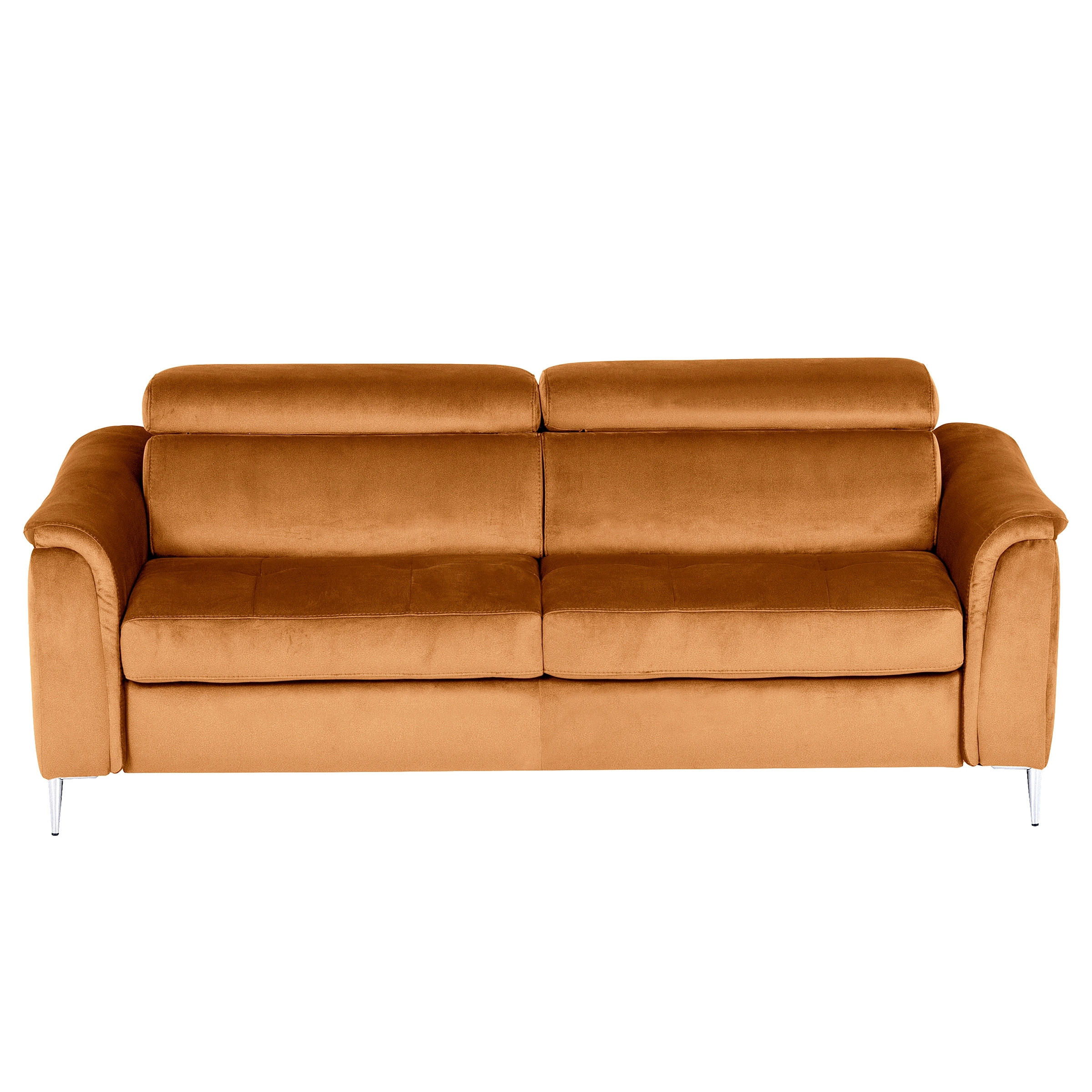 SCHLAFSOFA Samt Cognac  - Chromfarben/Cognac, Design, Textil/Metall (203/77-98/103cm) - MID.YOU