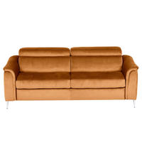 SCHLAFSOFA Samt Cognac  - Chromfarben/Cognac, Design, Textil/Metall (203/77-98/103cm) - MID.YOU