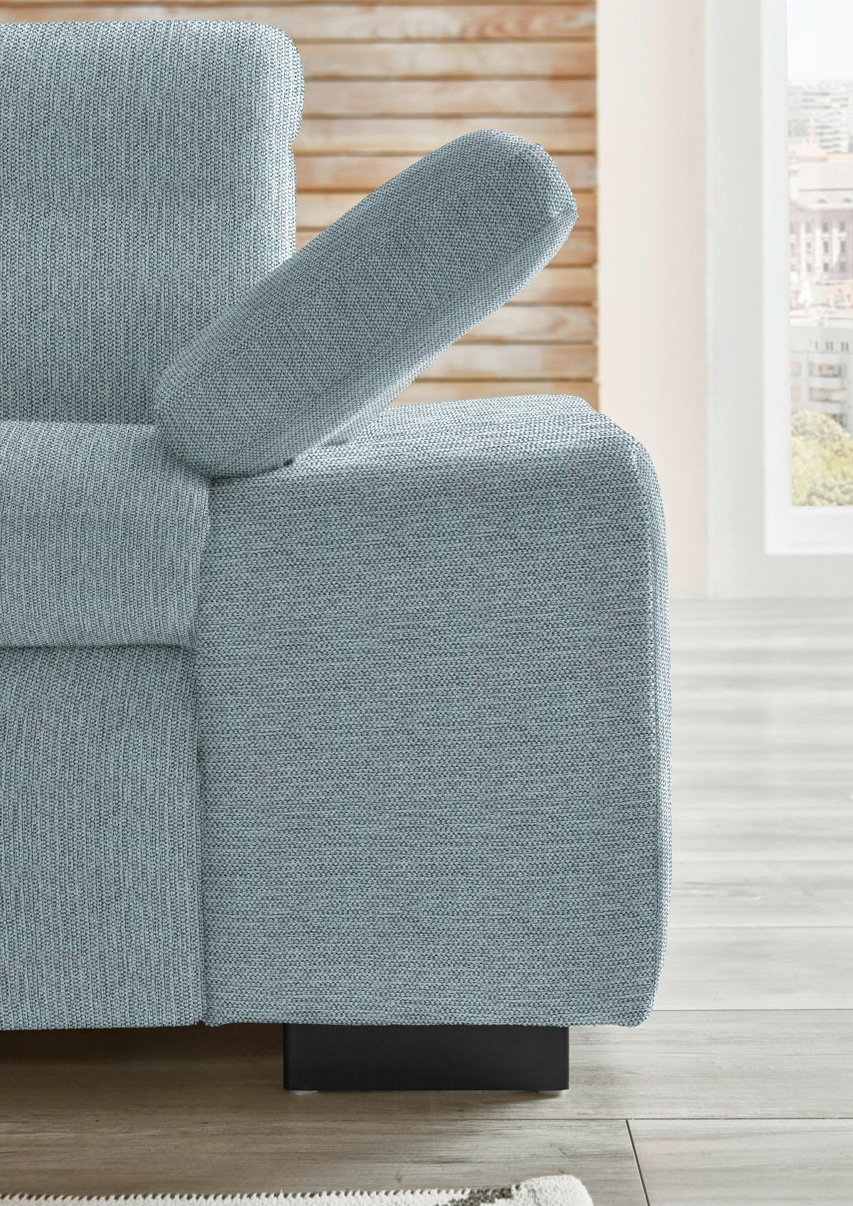 ECKSOFA in Flachgewebe Türkis  - Türkis/Schwarz, Design, Textil/Metall (174/297cm) - Beldomo Style