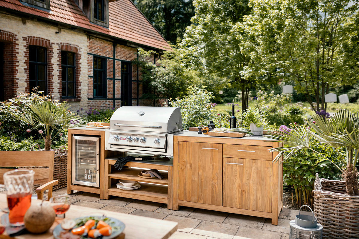 OUTDOORKÜCHE - Edelstahlfarben/Titanfarben, Trend, Holz/Keramik (120/94,7/57,5cm)