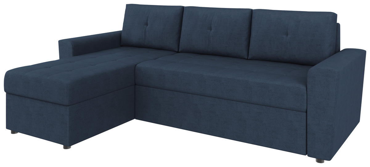 ECKSOFA TERMOLI Dunkelblau Jacquard  - Schwarz/Dunkelblau, Design, Kunststoff/Textil (155/231cm) - MID.YOU