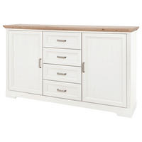 KOMODA  164/90/41 cm  bela, hrast artisan  - boja nikla/bela, Lajfstajl, metal/pločasti materijal (164/90/41cm) - Landscape