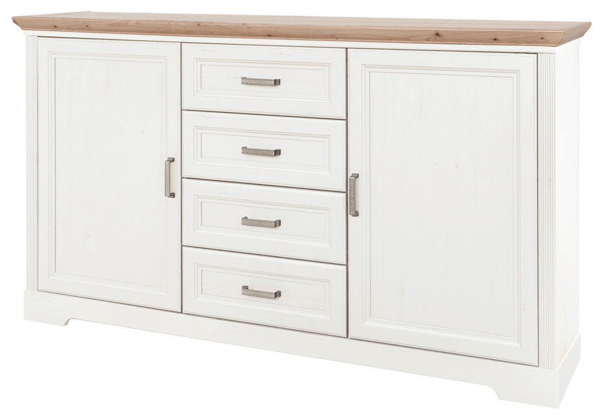 KOMODA  164/90/41 cm  bela, hrast artisan  - boja nikla/bela, Lajfstajl, metal/pločasti materijal (164/90/41cm) - Landscape