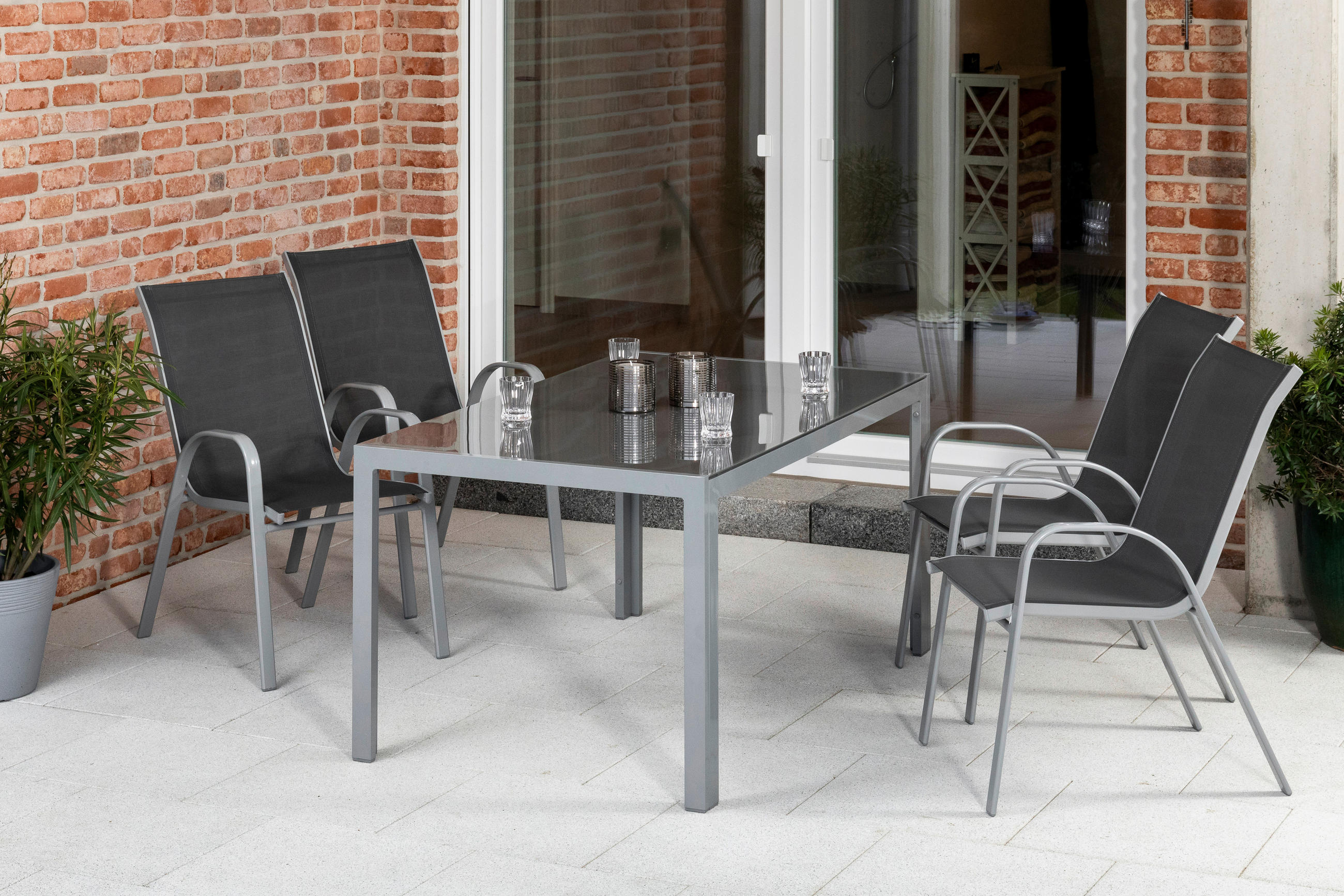 GARTENSET Aluminium  - Anthrazit/Silberfarben, MODERN, Textil/Metall - Gardenson