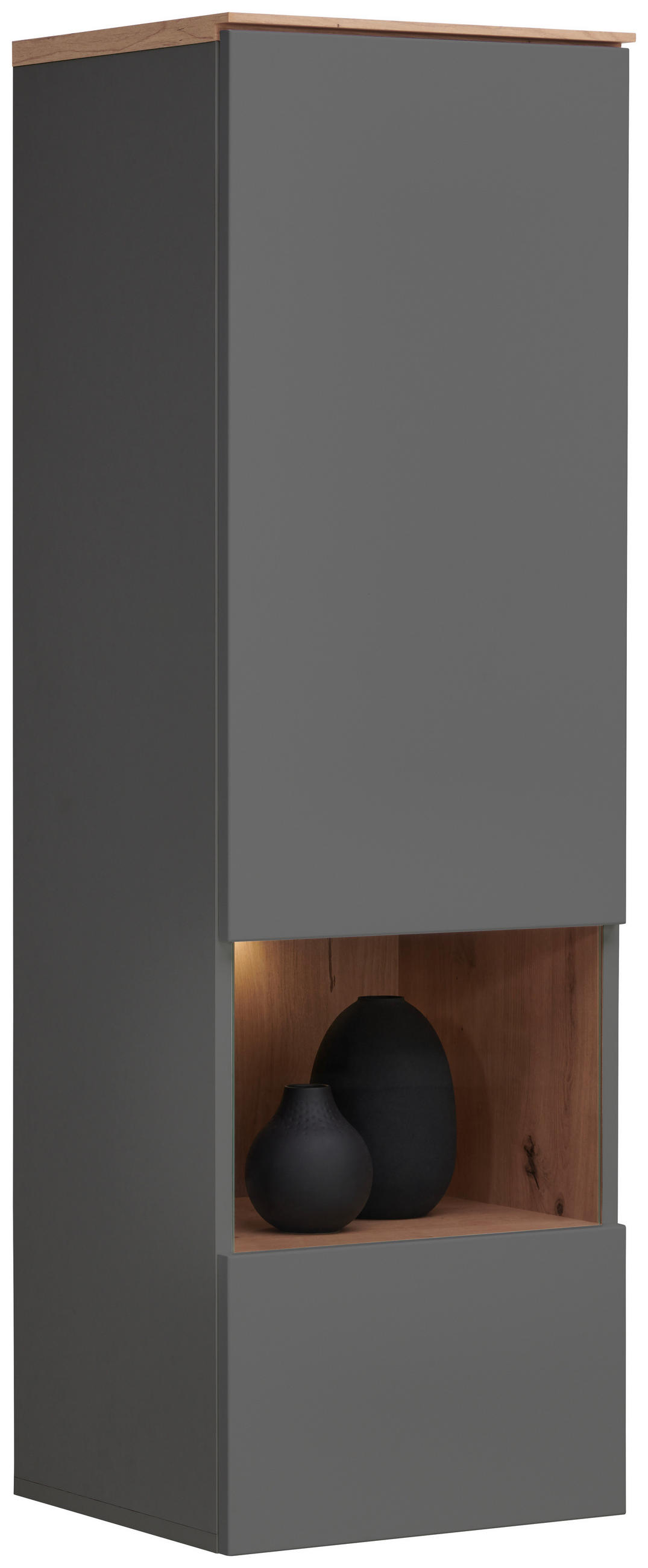 Hom`in ZÁVESNÁ VITRÍNA, grafitová, dub artisan, 40/126/37 cm