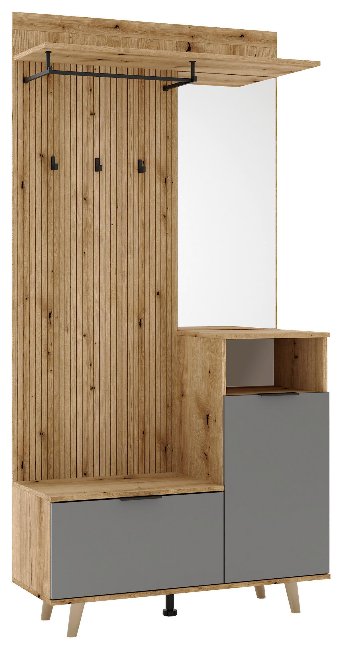 GARDEROBE  in 100/204/40 cm  - Eichefarben/Graphitfarben, Design, Holzwerkstoff (100/204/40cm) - Boxxx