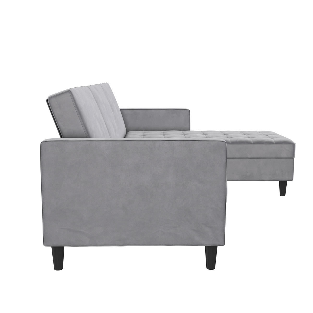 ECKSOFA PALERMO Grau Velours Schlaffunktion, Stauraum  - Schwarz/Grau, Basics, Kunststoff/Textil (213/154cm) - Livetastic
