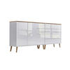 SIDEBOARD Mailand Set 9 + HF  in 184,5/86/33 cm  - Weiß Hochglanz/Eiche Artisan, MODERN, Holz/Holzwerkstoff (184,5/86/33cm) - MID.YOU