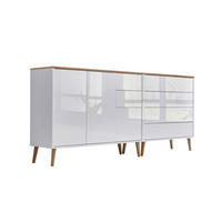 SIDEBOARD Mailand Set 9 + HF  in 184,5/86/33 cm  - Weiß Hochglanz/Eiche Artisan, MODERN, Holz/Holzwerkstoff (184,5/86/33cm) - MID.YOU