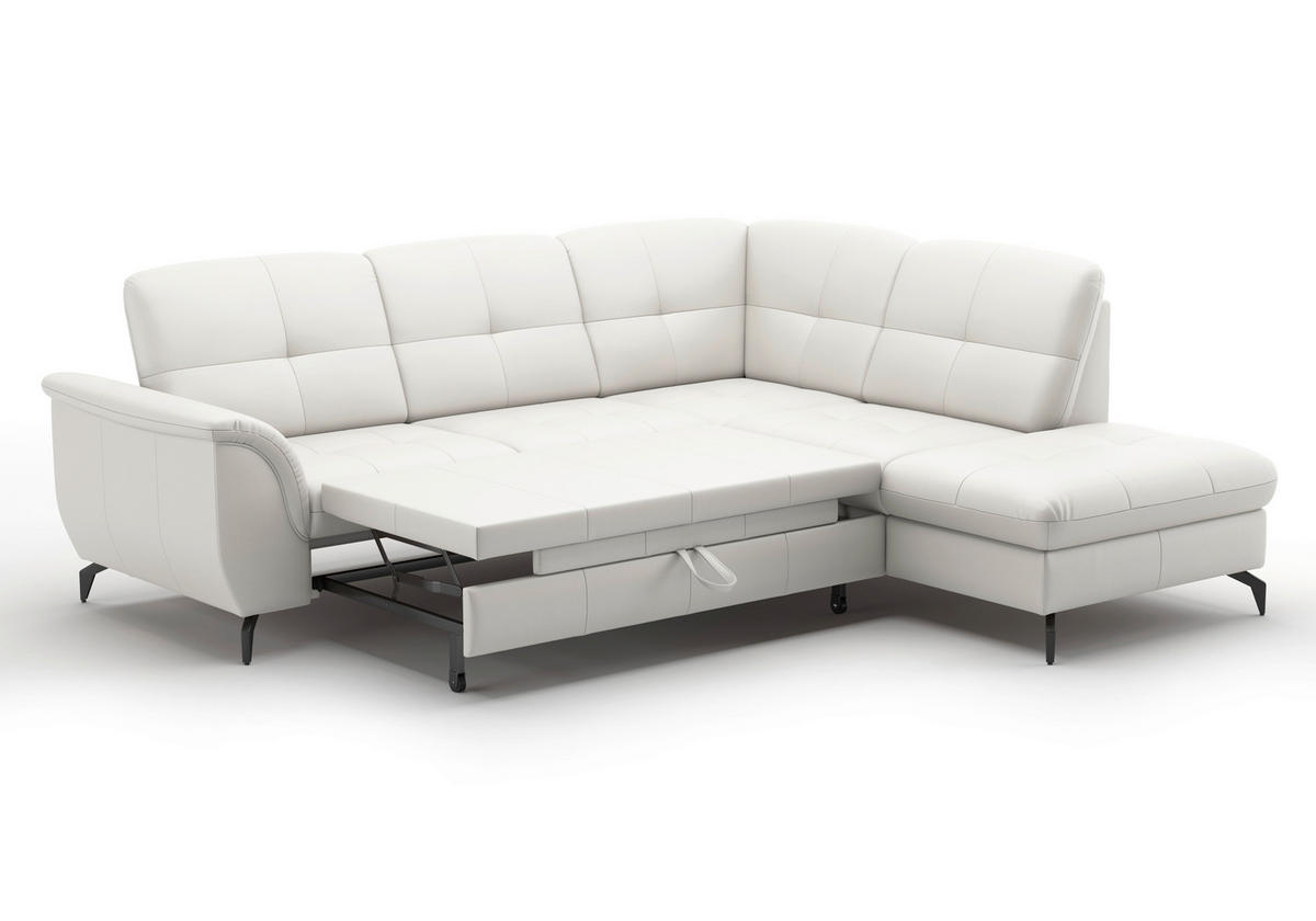 ECKSOFA in Vliesstoff Kombination Echtleder/Stoff Weiß  244/212 cm  - Schwarz/Weiß, MODERN, Leder/Textil (244/212cm) - Sit & More
