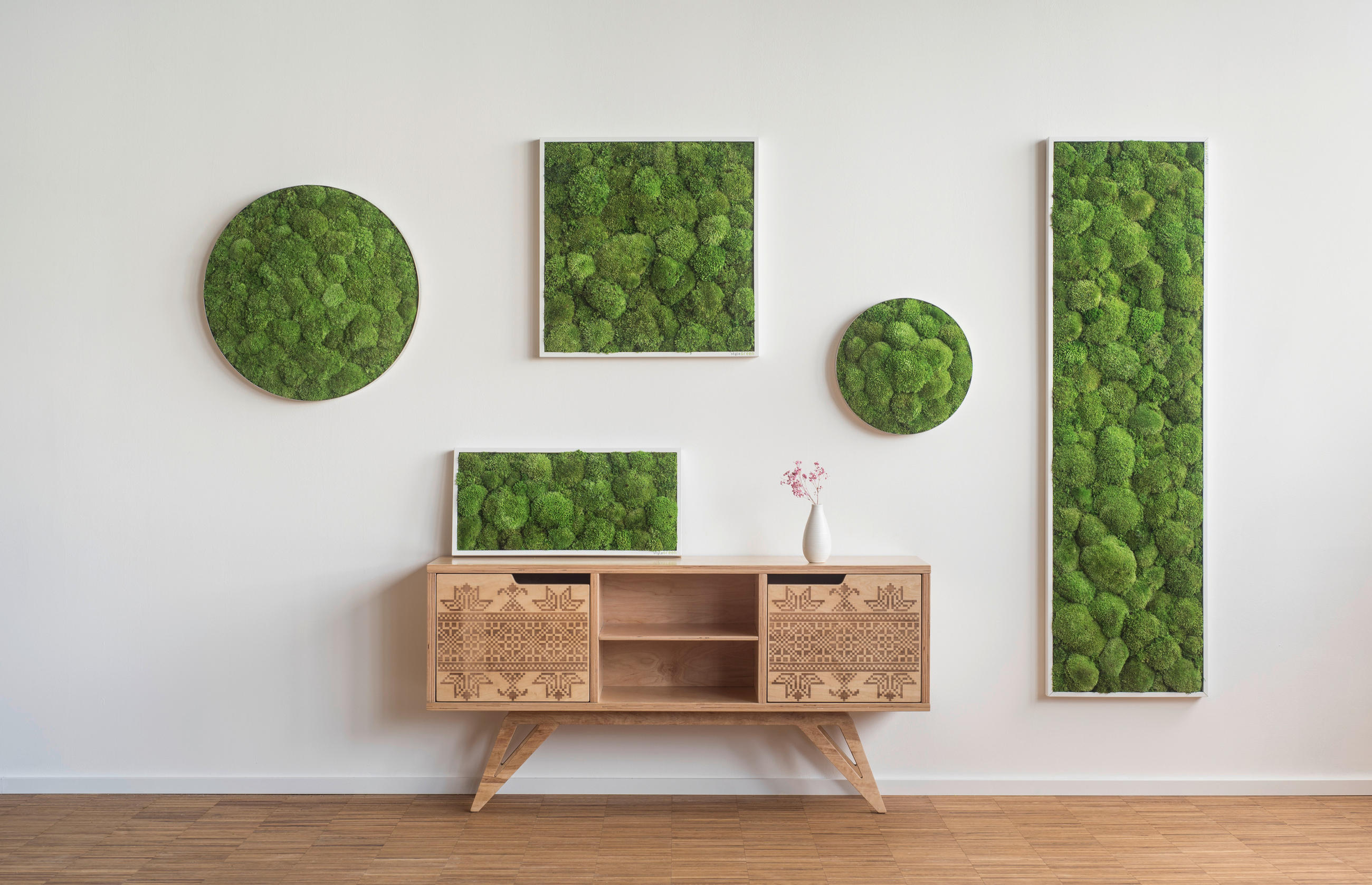 MOOSBILD Stylegreen  - Weiß/Grün, Basics, Naturmaterialien/Holz (80/80/7cm)