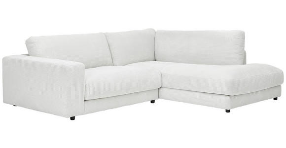 ECKSOFA Weiß Cord  - Schwarz/Weiß, Design, Kunststoff/Textil (265/224cm) - Hom`in