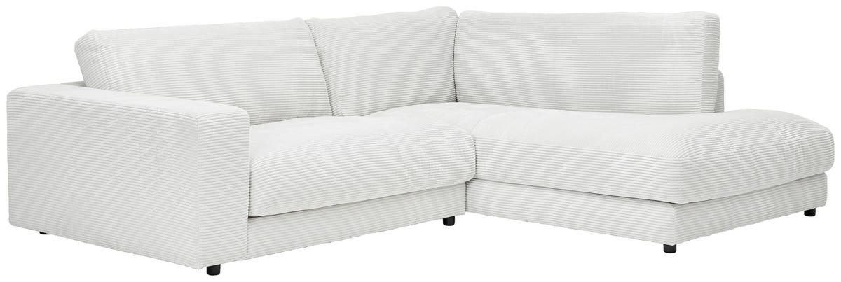 ECKSOFA in Cord Weiss  - Weiss/Schwarz, Design, Kunststoff/Textil (265/224cm) - Hom`in