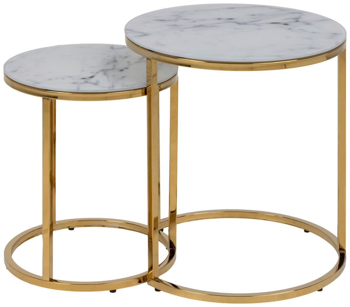 BEISTELLTISCH in Glas, Metall 35/45/35/45/42/50 cm  - Goldfarben/Weiß, Trend, Glas/Metall (35/45/35/45/42/50cm) - MID.YOU