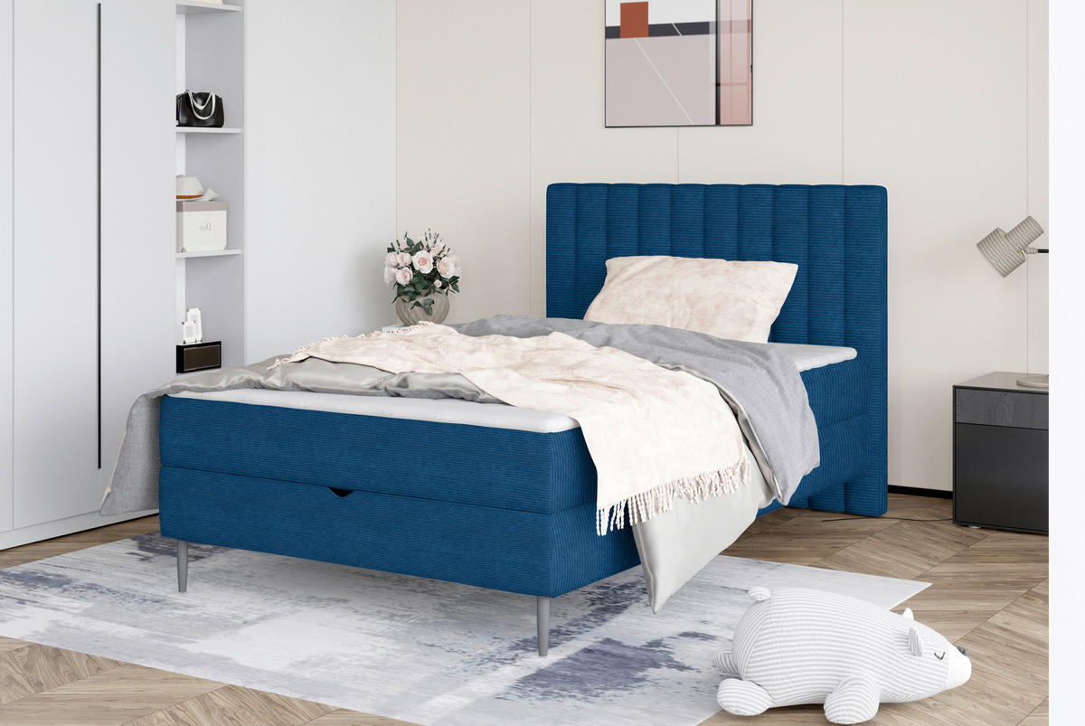 BOXBETT 120/200 cm  in Royalblau  - Royalblau/Schwarz, Design, Holz/Holzwerkstoff (120/200cm) - Stylife