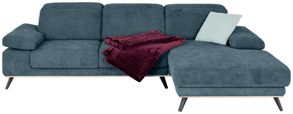 ECKSOFA in Struktur Blau  - Blau/Schwarz, Modern, Textil/Metall (283/194cm) - MID.YOU