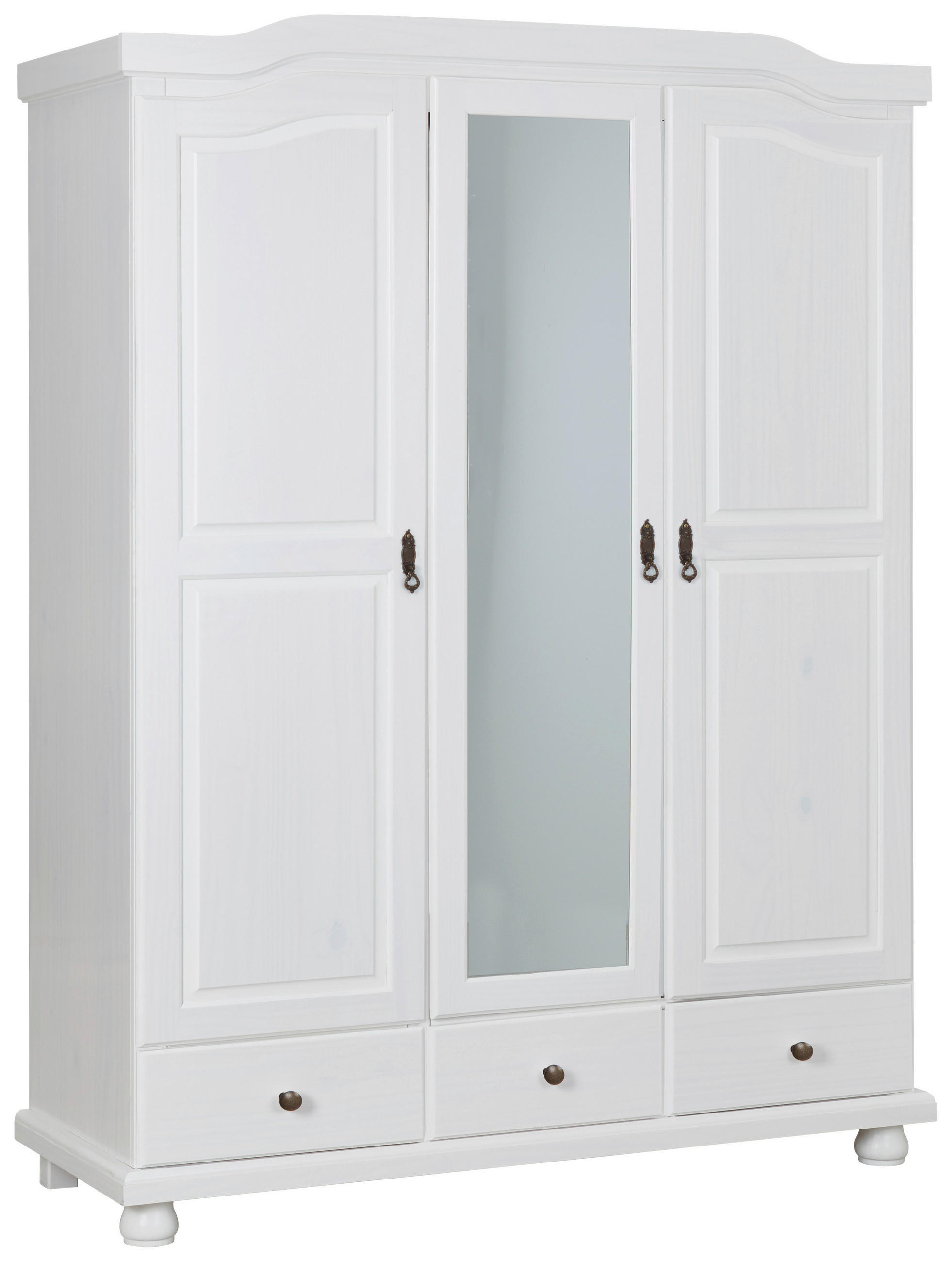 ŠATNÍ SKŘÍŇ S OTOČNÝMI DVEŘMI, borovice, bílá, 150/198/56 cm - bílá, Konvenční, dřevo (150/198/56cm) - MID.YOU