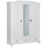 ŠATNÍ SKŘÍŇ S OTOČNÝMI DVEŘMI, borovice, bílá, 150/198/56 cm - bílá, Konvenční, dřevo (150/198/56cm) - MID.YOU