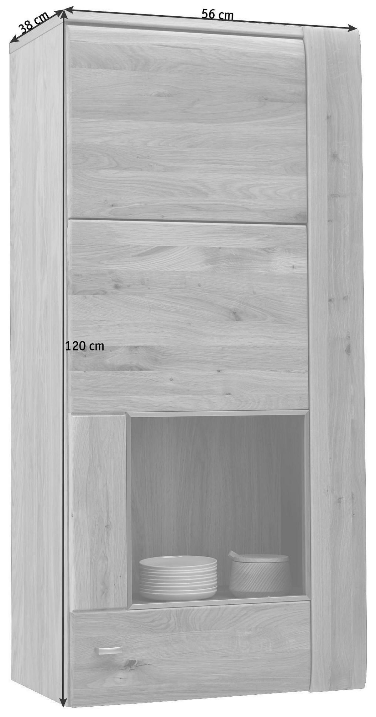HÄNGEVITRINE in furniert, massiv Eiche Eichefarben, Schieferfarben  - Schieferfarben/Eichefarben, Konventionell, Holz/Holzwerkstoff (56/120/38cm) - Voleo