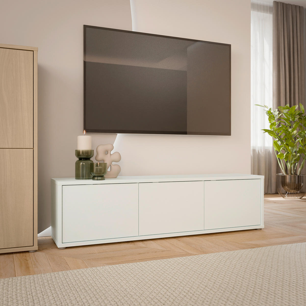 LOWBOARD  in 154,2/42,5/34,9 cm  - Hellgrau/Grau, MODERN, Holzwerkstoff/Metall (154,2/42,5/34,9cm) - Carryhome