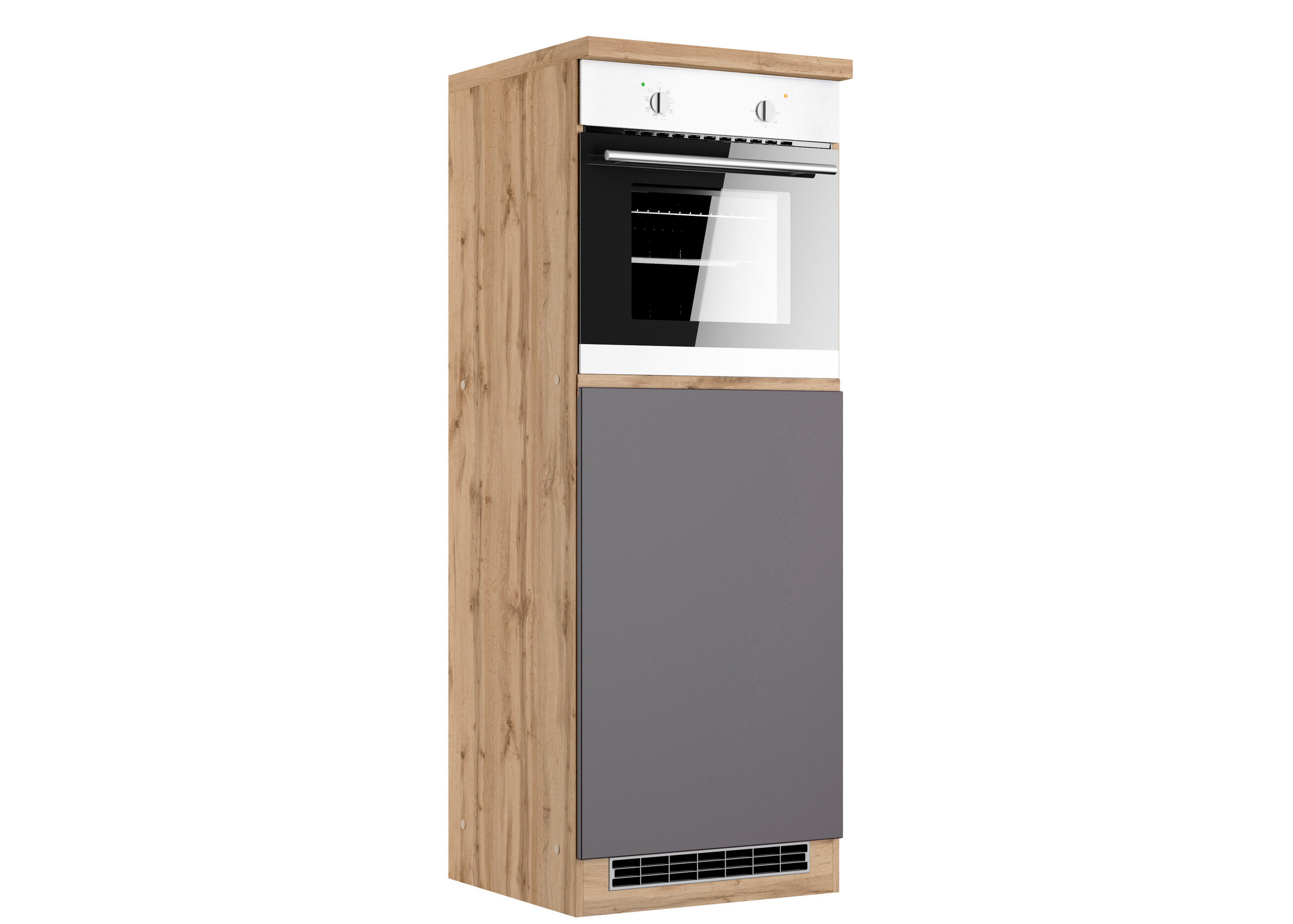 HERDUMBAUSCHRANK 60/166/60 cm  in Grau, Eiche Wotan  - Eiche Wotan/Grau, Design, Holzwerkstoff (60/166/60cm) - Held