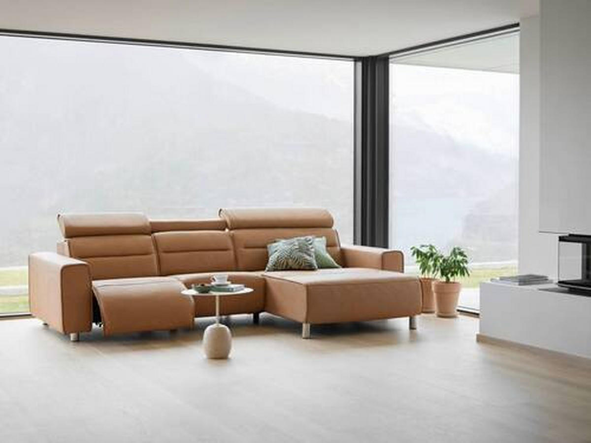 ECKSOFA in Echtleder Cognac  - Chromfarben/Cognac, Natur, Leder/Metall (184/248cm) - Stressless