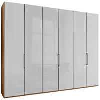 DREHTÜRENSCHRANK Weiss, Eiche Bianco  - Schieferfarben/Weiss, Konventionell, Glas/Holzwerkstoff (300/216/58cm) - Dieter Knoll