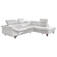 WOHNLANDSCHAFT Lederlook Weiss  - Chromfarben/Weiss, Modern, Textil/Metall (266/214cm) - MID.YOU