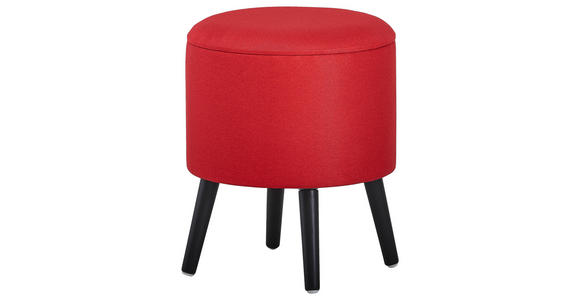 HOCKER in Holz, Textil, Holzwerkstoff Rot, Schwarz - Rot/Schwarz, Trend, Holz/Holzwerkstoff (40/46/40cm) - Xora