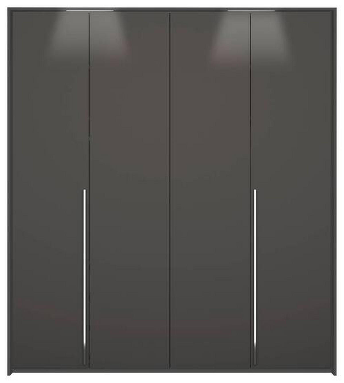 DREHTÜRENSCHRANK  in Graphitfarben  - Chromfarben/Graphitfarben, Design, Holzwerkstoff/Metall (201/223/60cm) - home24