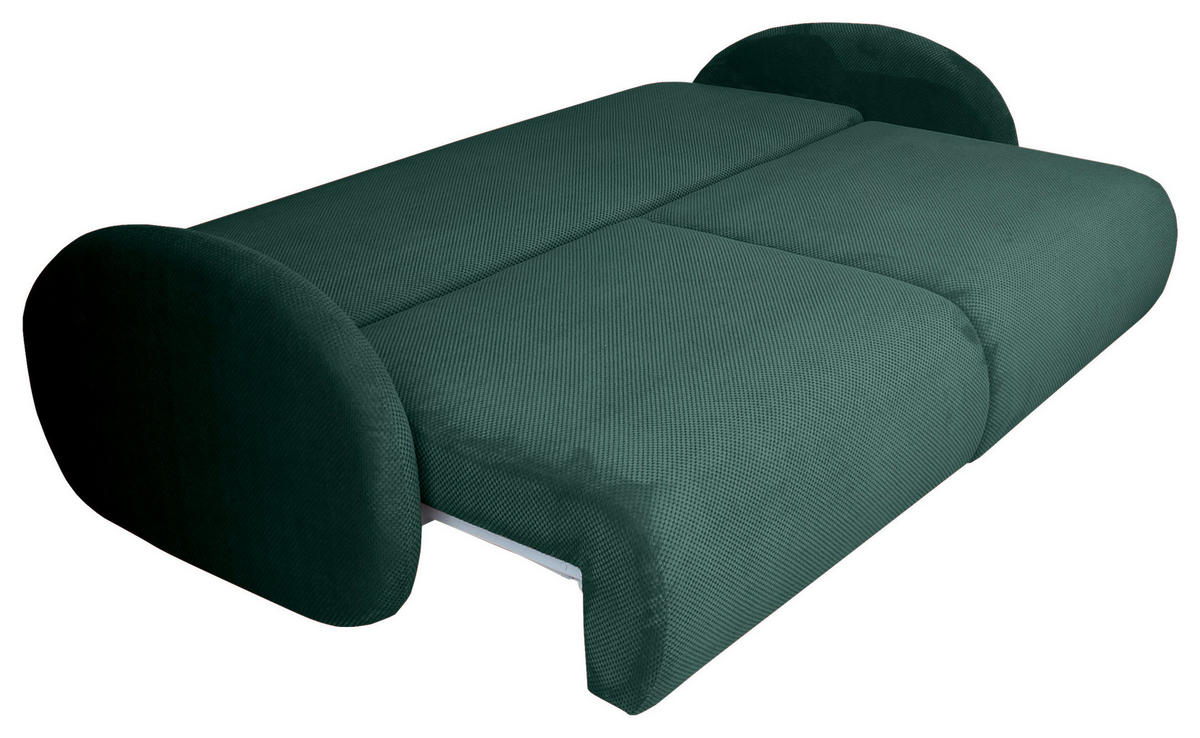 SCHLAFSOFA  mit Liegefunktion, Schlafen auf Sitzhöhe, Rücken echt Chenille Grün  - Schwarz/Grün, KONVENTIONELL, Kunststoff/Textil (222/90/100cm) - Carryhome