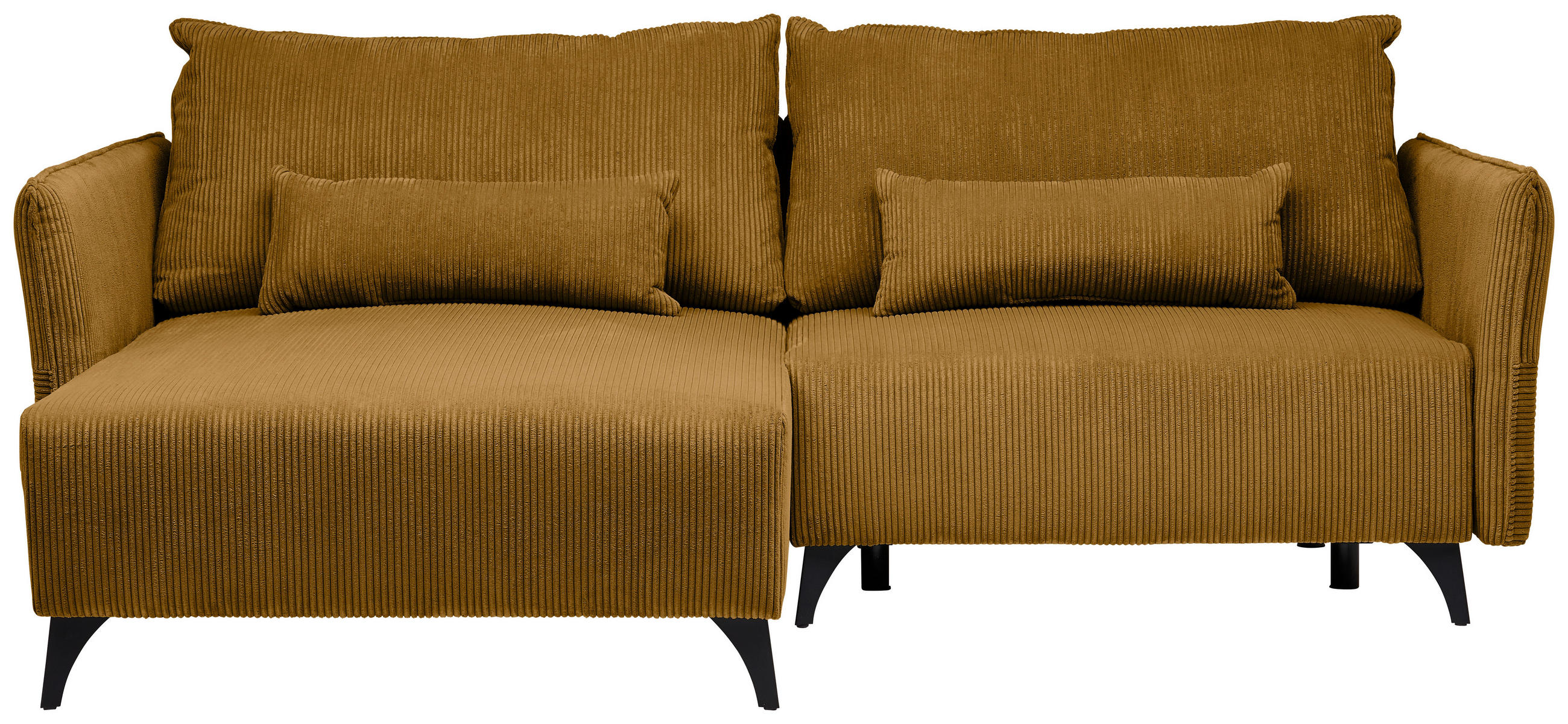 ECKSOFA Senfgelb Cord  - Senfgelb/Schwarz, Design, Textil/Metall (175/254cm) - Stylife