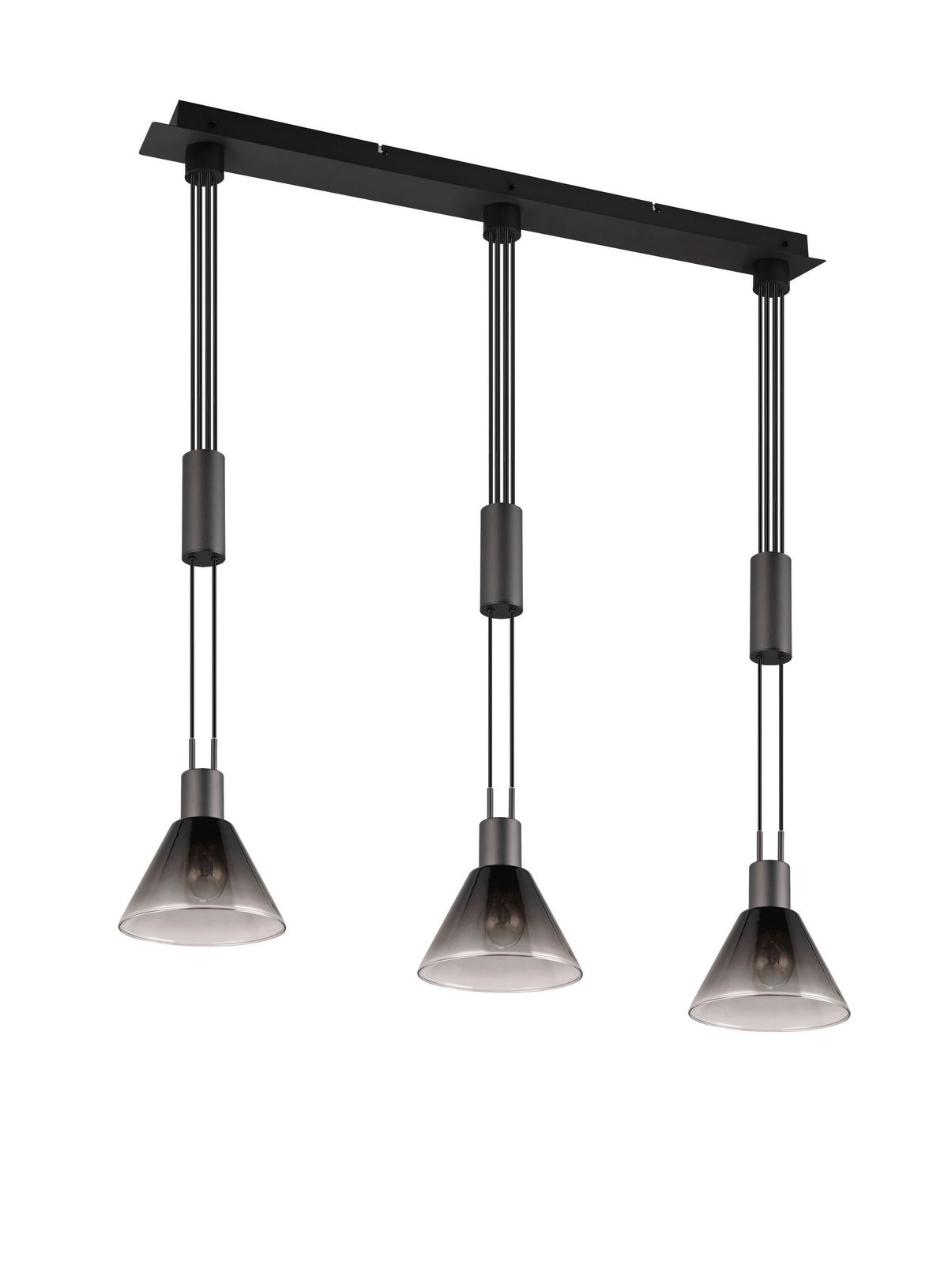 HÄNGLAMPA Stanley 95/19/160 cm  - grå/svart, Design, metall/glas (95/19/160cm) - Trio Leuchten