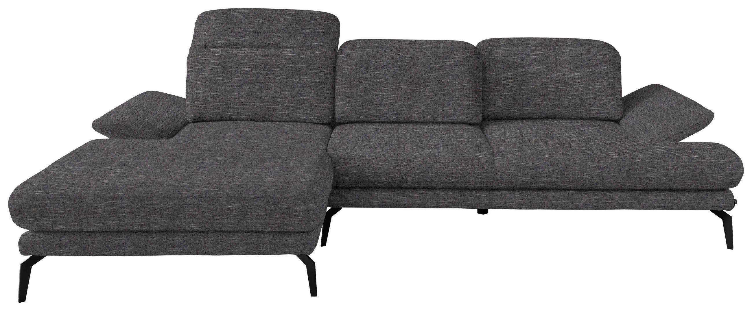 ECKSOFA in Webstoff Anthrazit  - Anthrazit/Schwarz, Design, Textil/Metall (180/289cm) - Stylife