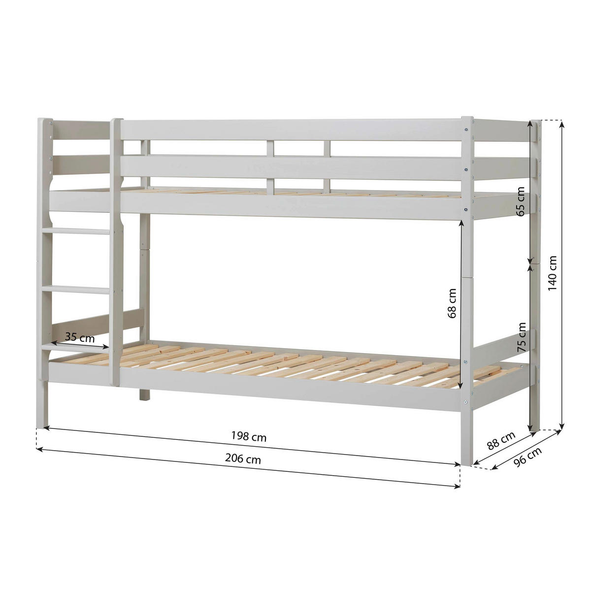 ETAGENBETT - Naturfarben/Grau, MODERN, Holz (90/200cm) - MID.YOU