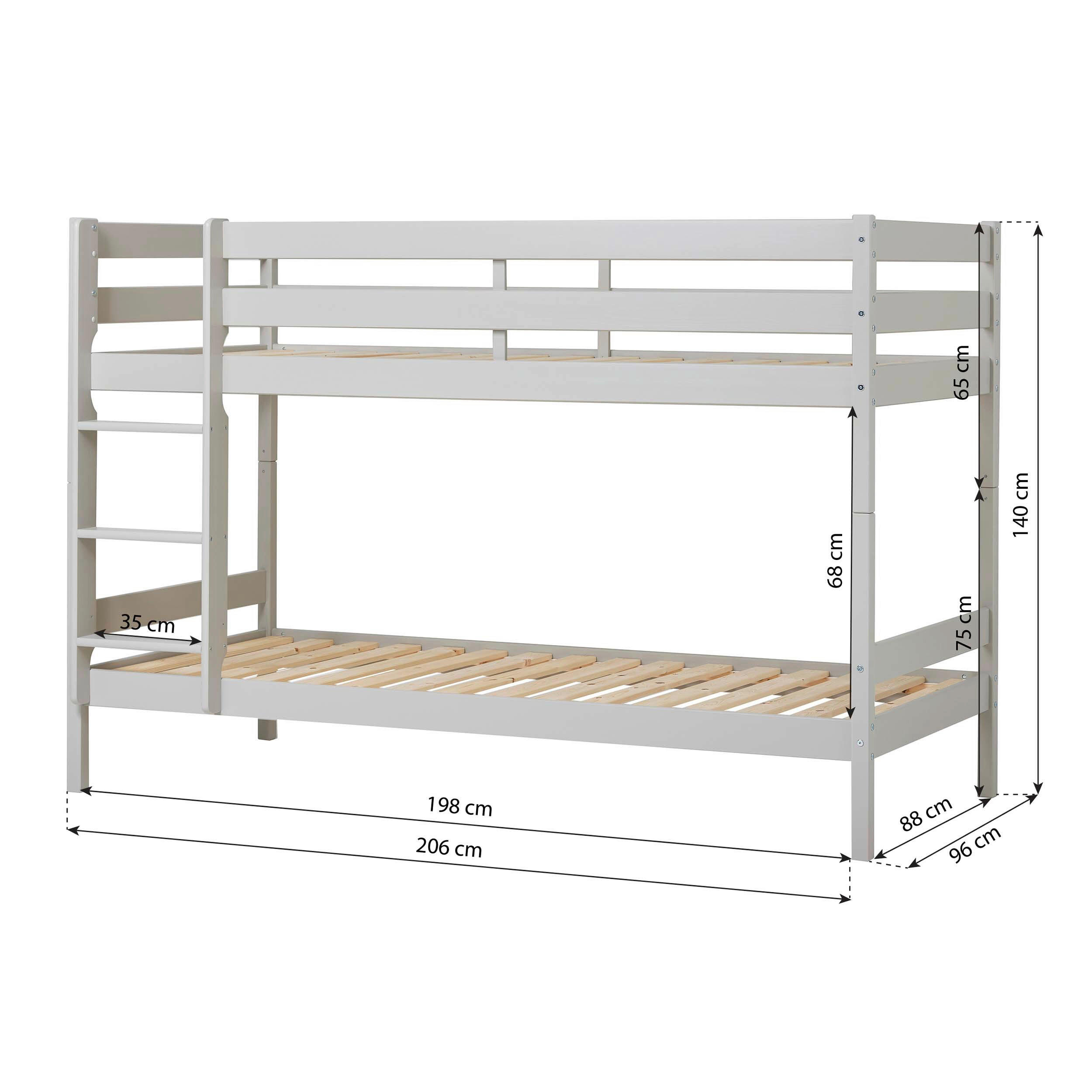Thumbnail - Mid.you Etagenbett, Grau, Holz, Kiefer, teilmassiv,vollmassiv, Höhe ca. 9 cm, 90x200 cm, alternative Größen erhältlich, ...