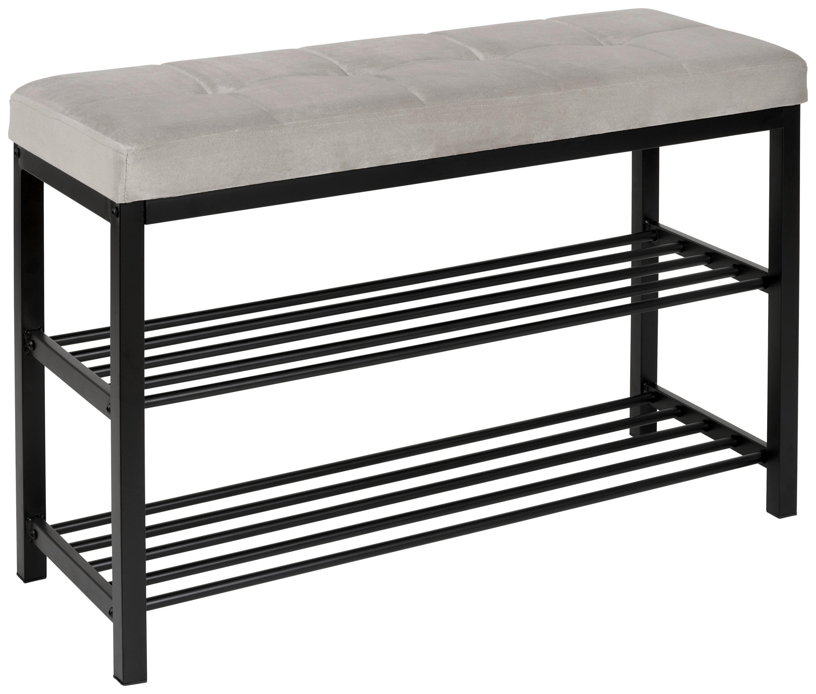KLUPA crna, svijetlo siva metal, plastika, tekstil - svijetlo siva/crna, Basics, metal/tekstil (80/51/31cm) - Ambia Home