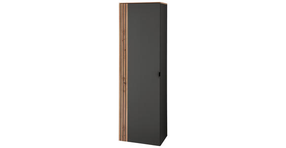 GARDEROBENSCHRANK 55/179/37 cm  - Schwarz/Graphitfarben, Design, Holzwerkstoff/Metall (55/179/37cm) - Voleo