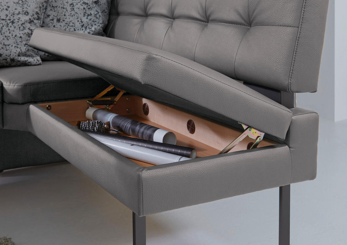 ECKBANK 200/158 cm Mikrofaser Grau   - Schwarz/Grau, Design, Textil/Metall (200/158cm) - Dieter Knoll