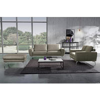3-SITZER-SOFA Echtleder Grau  - Chromfarben/Grau, Design, Leder/Metall (207/85/92cm) - Livetastic