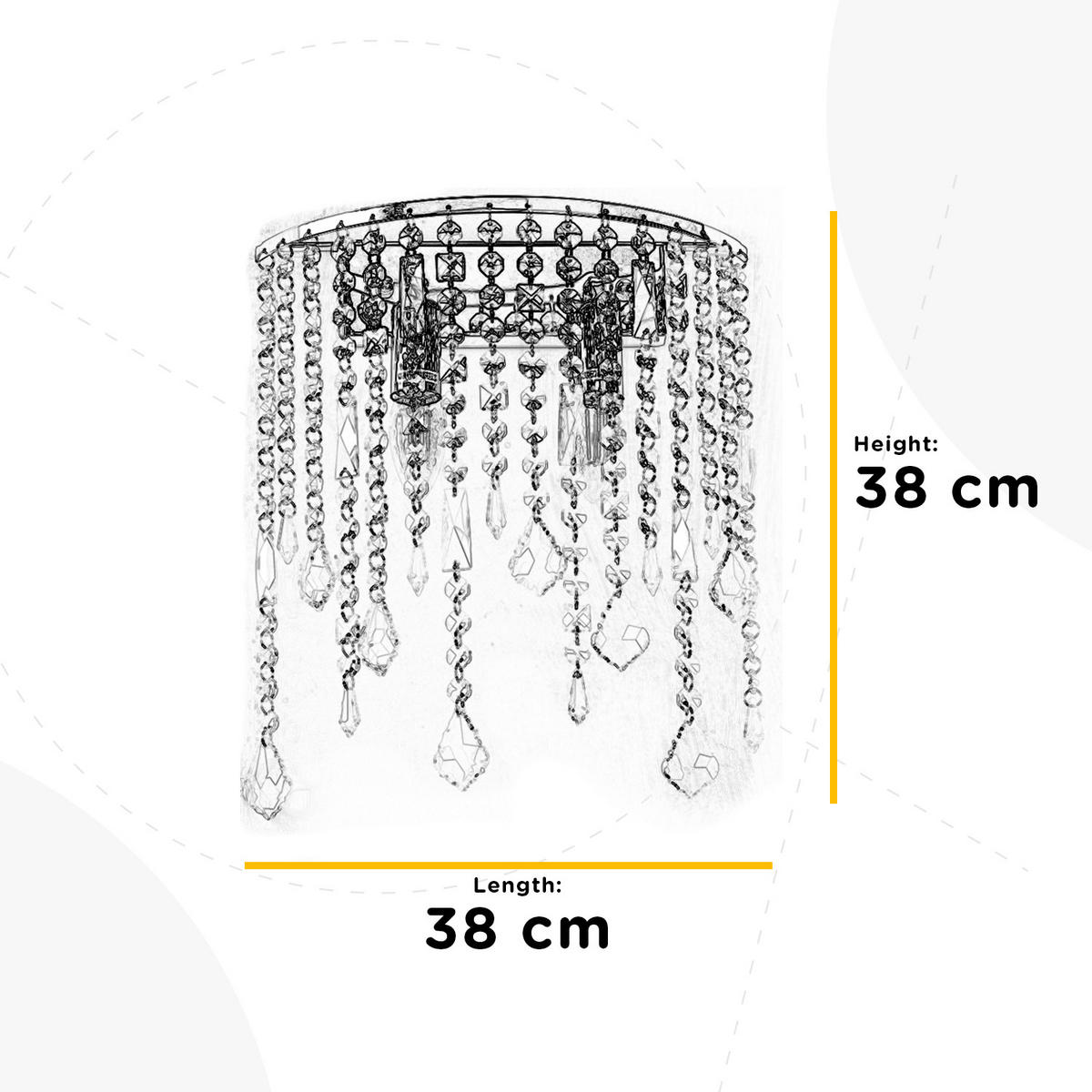 WANDLEUCHTE 38/20 cm   - Chromfarben, KONVENTIONELL, Glas/Metall (38/20cm)