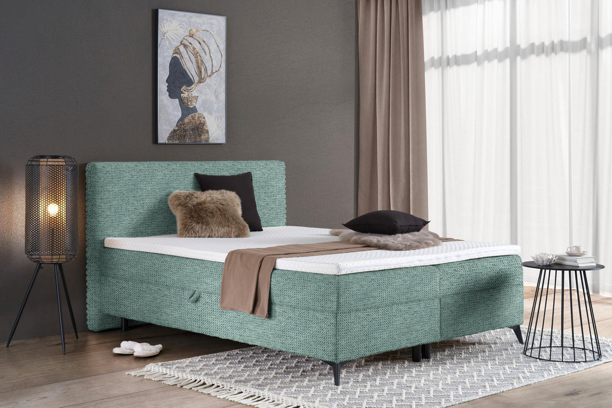 BOXBETT 160/200 cm  in Türkis  - Türkis/Schwarz, Design, Holz/Holzwerkstoff (160/200cm) - Xora