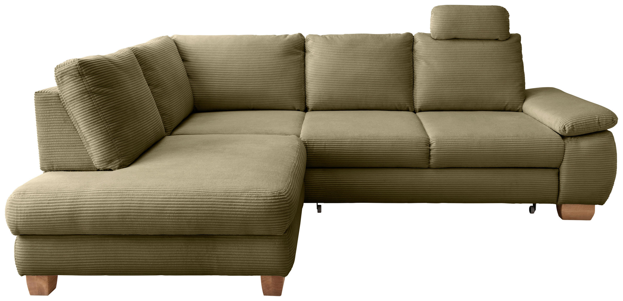 ECKSCHLAFSOFA in Cord Olivgrün  - Wildeiche/Olivgrün, Modern, Holz/Textil (206/261cm) - Livetastic