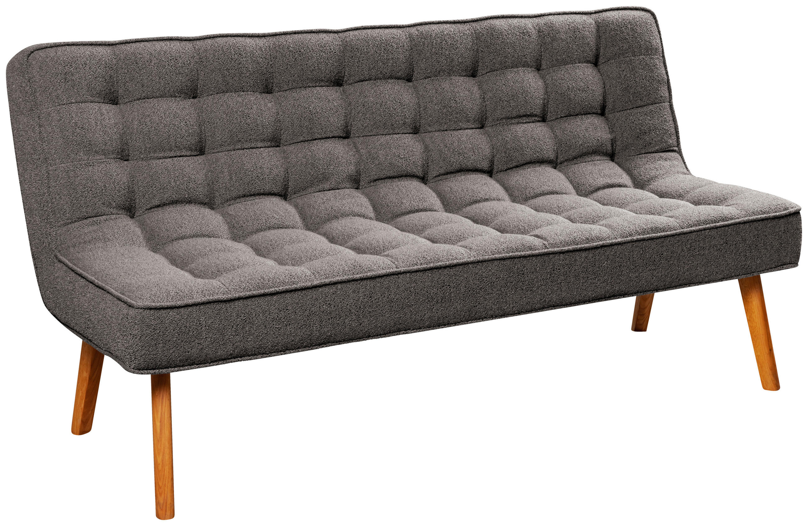 SITZBANK 183/90/79 cm Webstoff Grau Eiche vollmassiv  - Eichefarben/Grau, Design, Holz/Textil (183/90/79cm) - Linea Natura