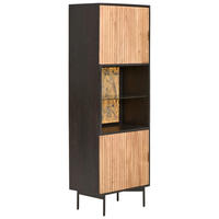 VITRINE in Hartholz Akazie Schwarz, Akaziefarben  - Schwarz/Akaziefarben, KONVENTIONELL, Glas/Holz (60/180/40cm) - Livetastic