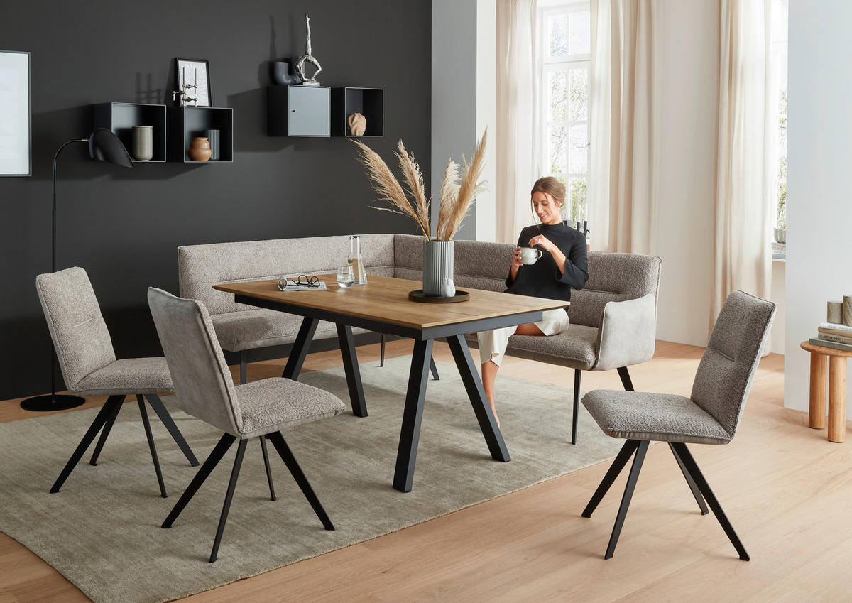 ESSTISCH rechteckig Anthrazit, Eichefarben  - Eichefarben/Anthrazit, Design, Holzwerkstoff/Metall (160/90/75cm) - Venjakob