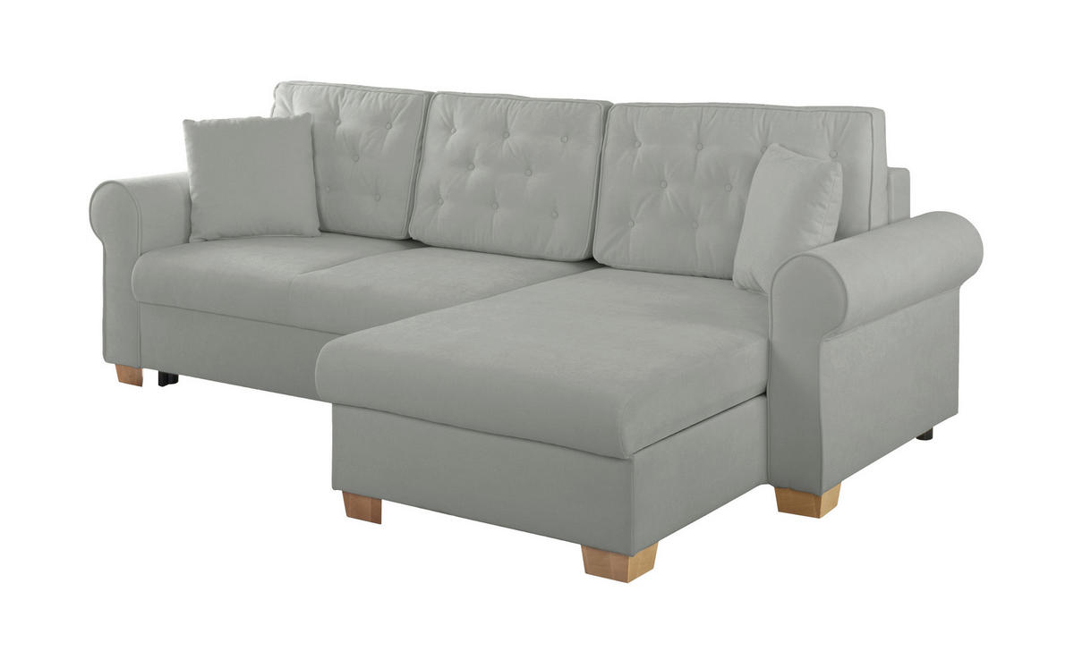 ECKSOFA in Dunkelgrau  - Dunkelgrau/Buchefarben, Design, Holz/Textil (266/161cm) - MID.YOU