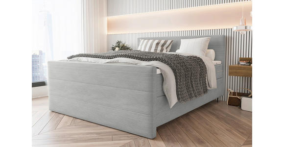 BOXSPRINGBETT 180/200 cm  in Hellgrau  - Hellgrau/Schwarz, KONVENTIONELL, Textil/Metall (180/200cm) - Carryhome